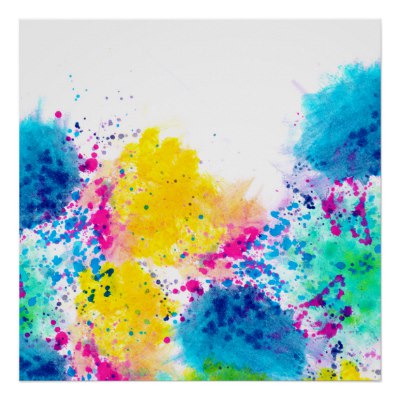 400x400 Neon Rainbow Abstract Watercolor Stripes Poster - Neon Watercolor Paint