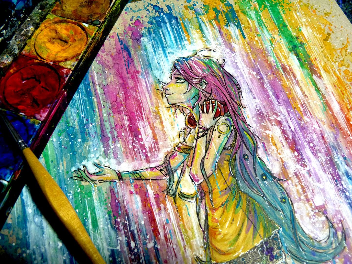 1440x1080 Watercolor Time Lapse Painting Ink) - Neon Watercolor Paint