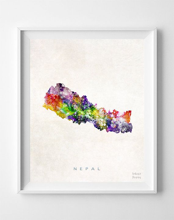 570x720 Nepal Map Print, Kathmandu Print, Nepal Poster, Kathmandu Map - Nepal Watercolor