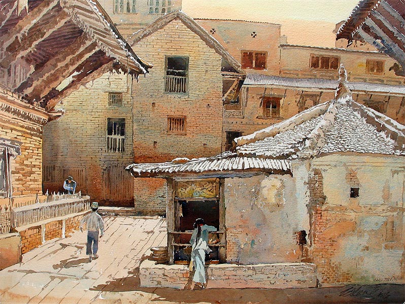 798x599 Singapore Waterolour Amp Oil Painting Bali Nepal Ong Kim Seng, Koeh - Nepal Watercolor