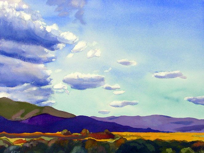 663x500 New Mexico Clouds, Watercolor, 16 X 12 Watercolors By Ny - New Mexico Watercolor