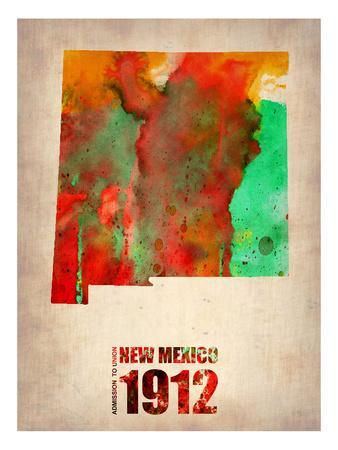 338x450 New Mexico Watercolor Map Art Print By Naxart - New Mexico Watercolor
