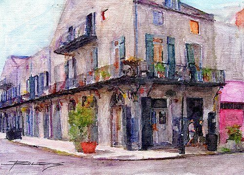 500x359 100% Hand Painted Watercolor French Quarter Jackson Square New - New Orleans Watercolor