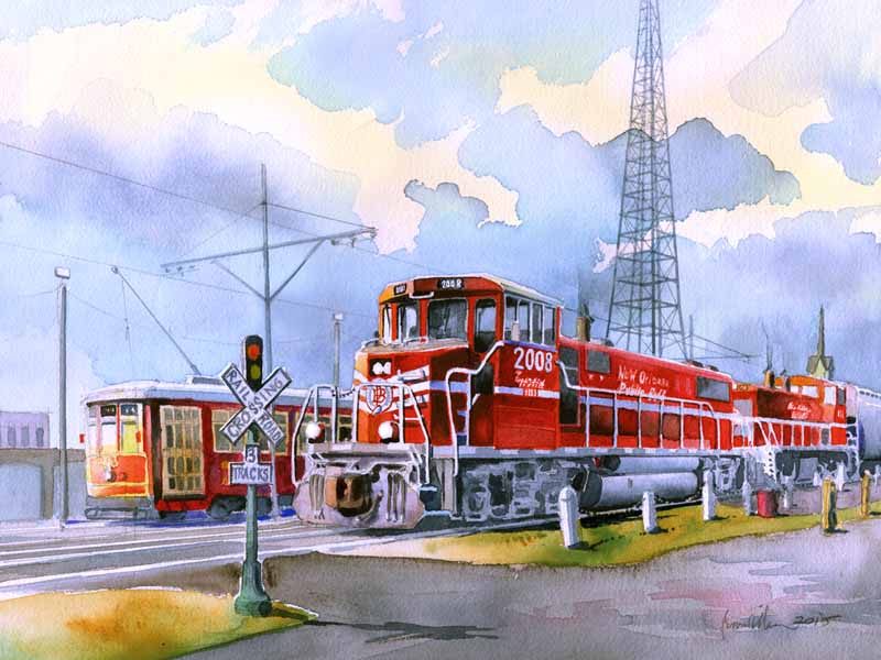 800x600 New Orleans Public Belt . Watercolor Illustration - New Orleans Watercolor