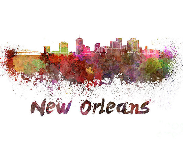 600x480 New Orleans Skyline In Watercolor Poster By Pablo Romero - New Orleans Watercolor