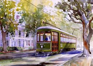 300x212 New Orleans Streetcar St. Charles Line Garden District Watercolor - New Orleans Watercolor
