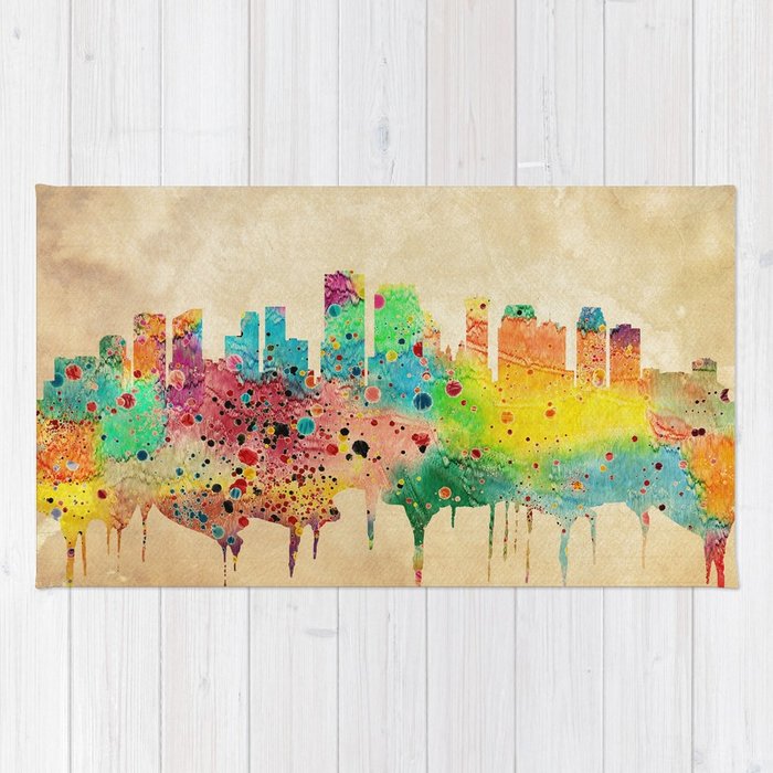 700x700 New Orleans Watercolor Print City Skyline Home Decor Rug By - New Orleans Watercolor