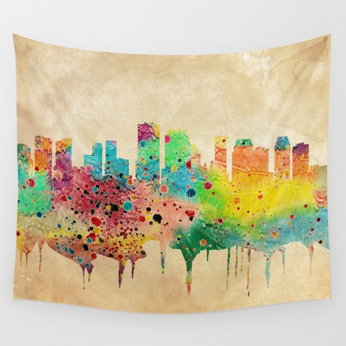 700x700 New Orleans Watercolor Print City Skyline Home Decor Wall Tapestry - New Orleans Watercolor