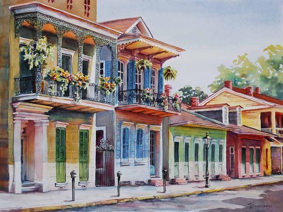 570x427 Vieux Carre, Historic Architecture New Orleans French Quarter - New Orleans Watercolor