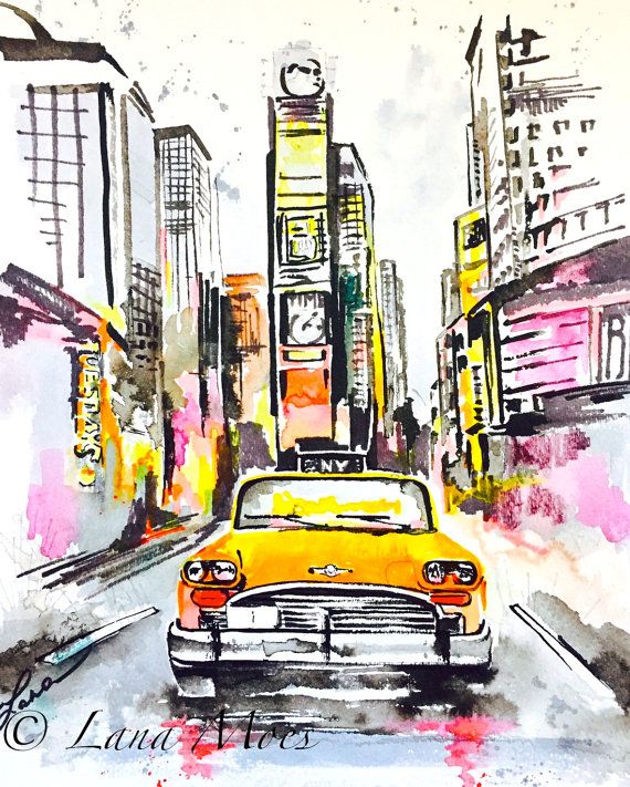 570x711 New York City Love Watercolor, Original Watercolor Painting By - New Watercolor