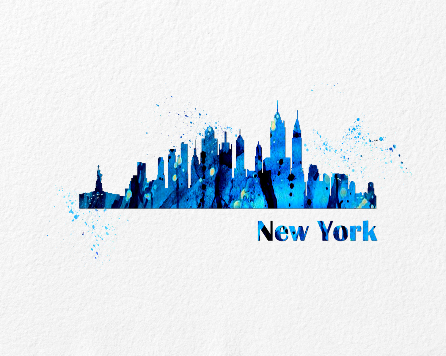 1500x1200 Watercolor Art Cityscape New York Gift Modern 8x10 Wall Art Decor - New Watercolor