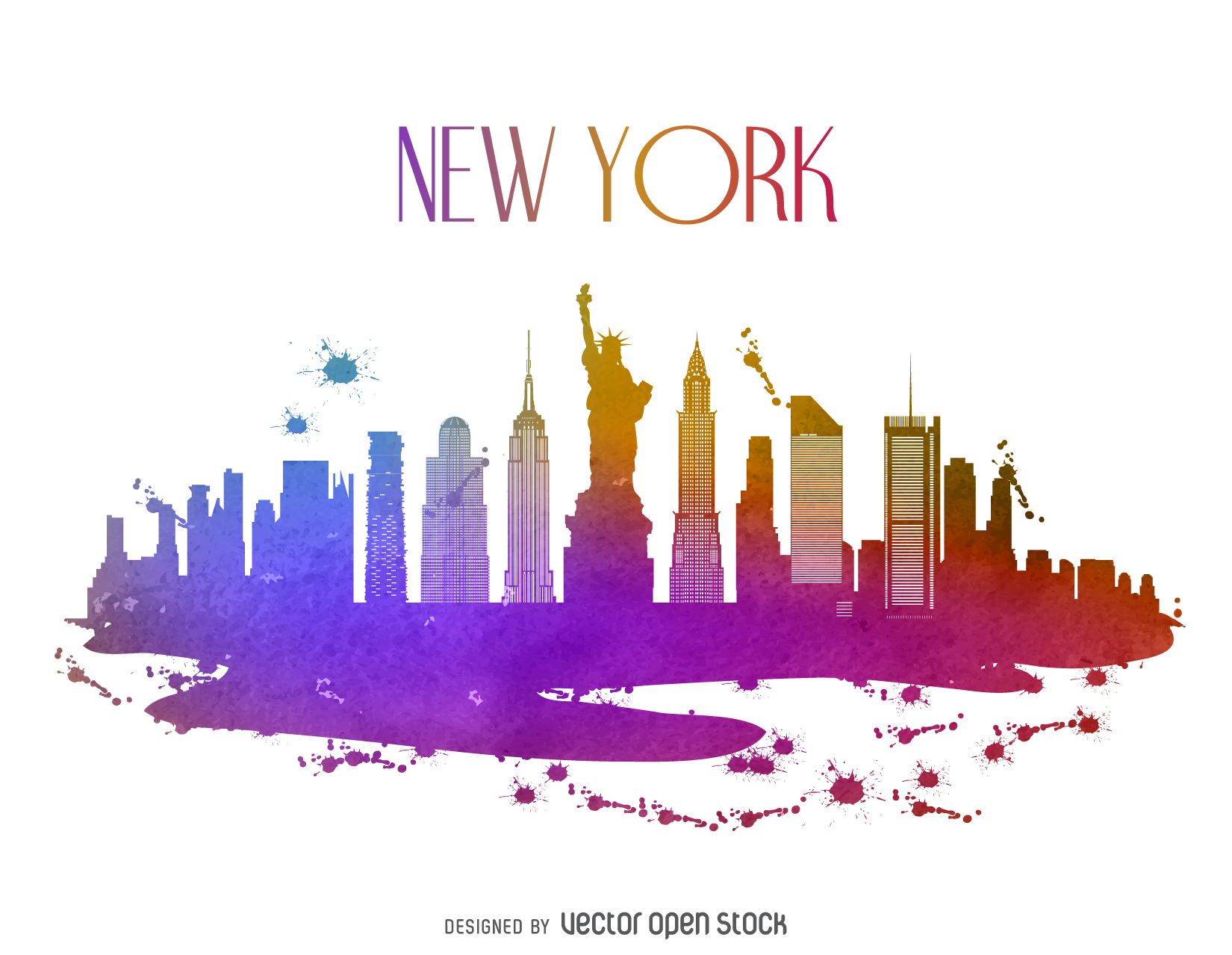 1650x1279 New York Watercolor Skyline - New York Skyline Watercolor