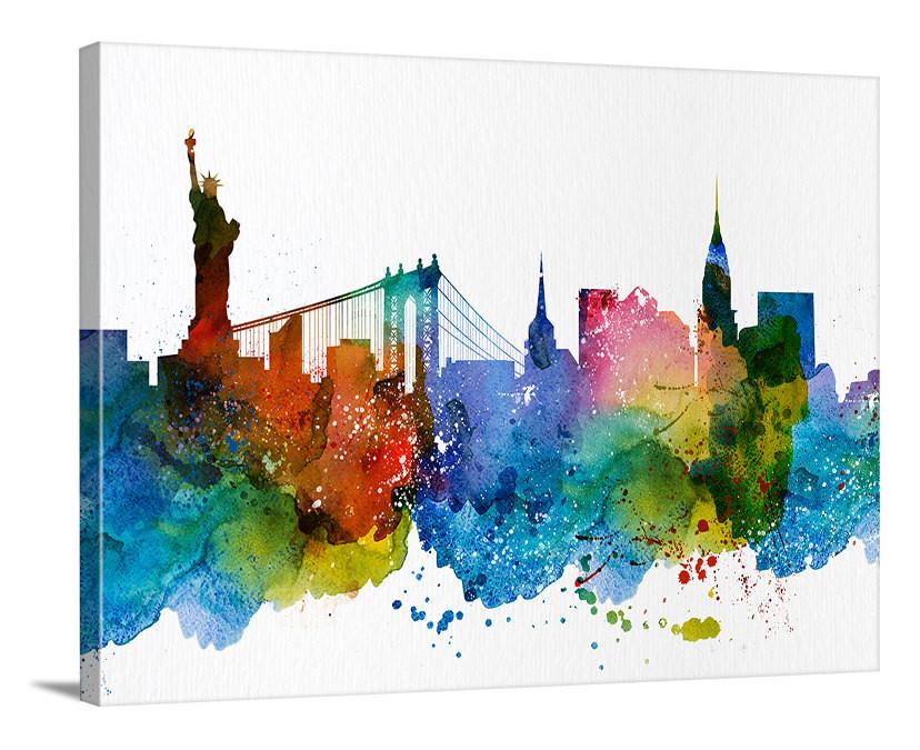 New York Skyline Watercolor At PaintingValley.com | Explore Collection ...