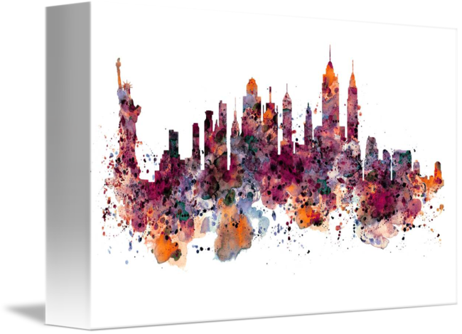 650x470 New York Skyline Watercolor By Marian Voicu - New York Watercolor