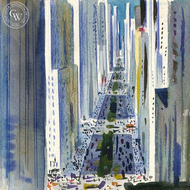 798x800 New York Wall Street, Art By Lee Blair California Watercolor - New York Watercolor