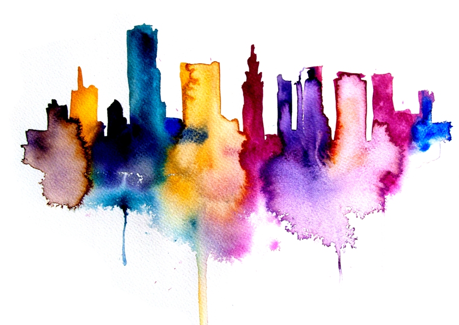 900x638 New York Watercolor Art Print - New York Watercolor