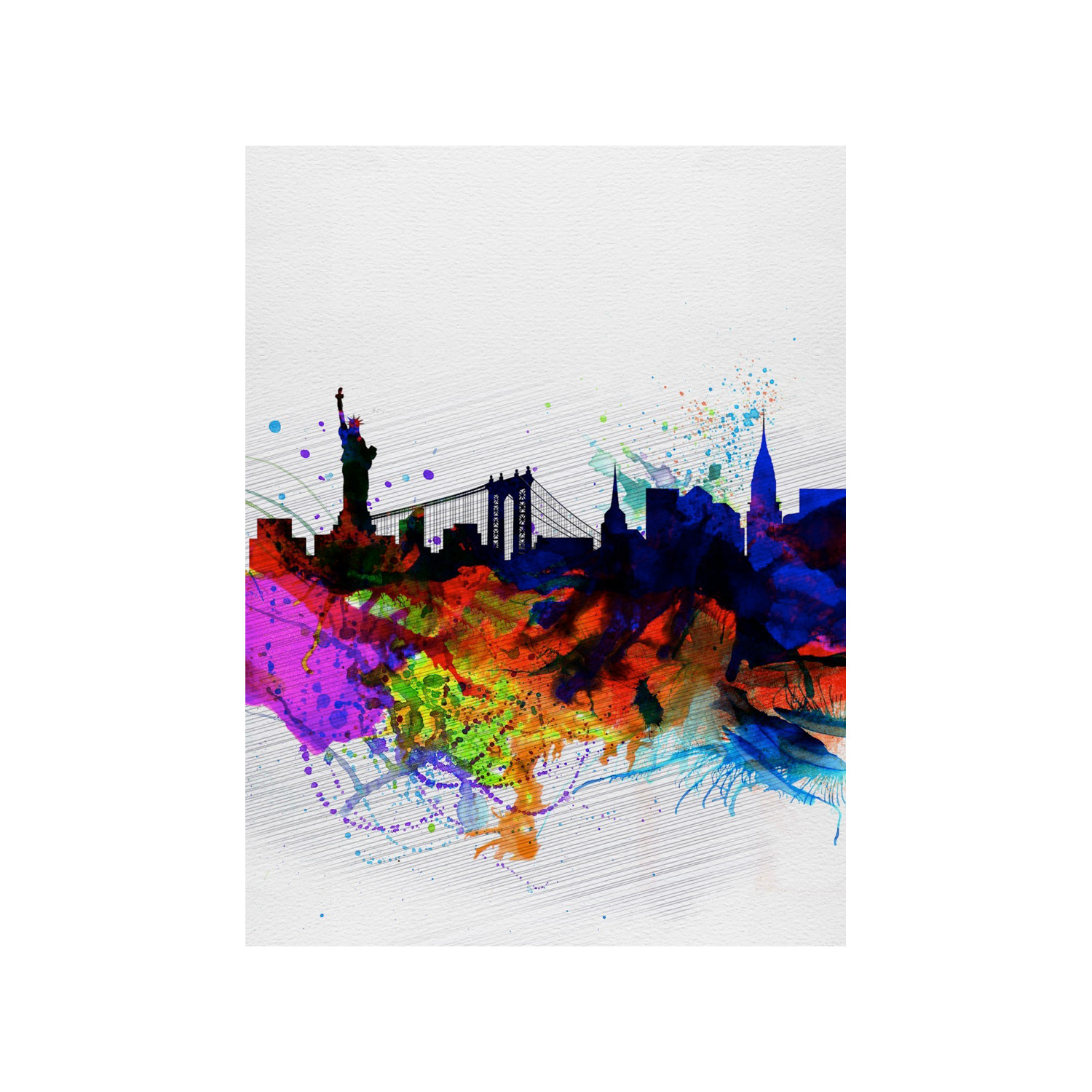 1500x1500 New York Watercolor Skyline 1 (15w X 20h) - New York Watercolor