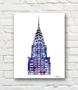 258x300 Chrysler Building Abstract Watercolor Painting New York Art Print - New York Watercolor