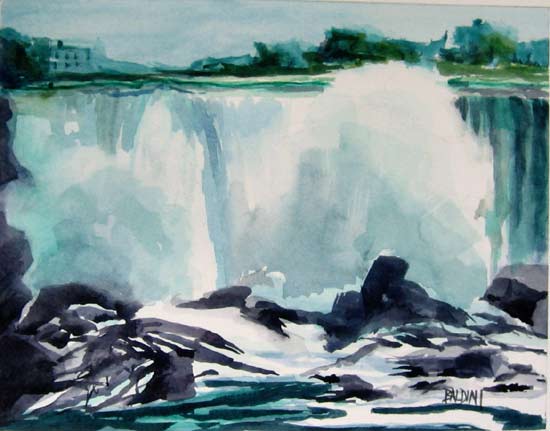 550x431 Niagara Falls Collection Of Paintings En Plein Air By American - Niagara Falls Watercolor