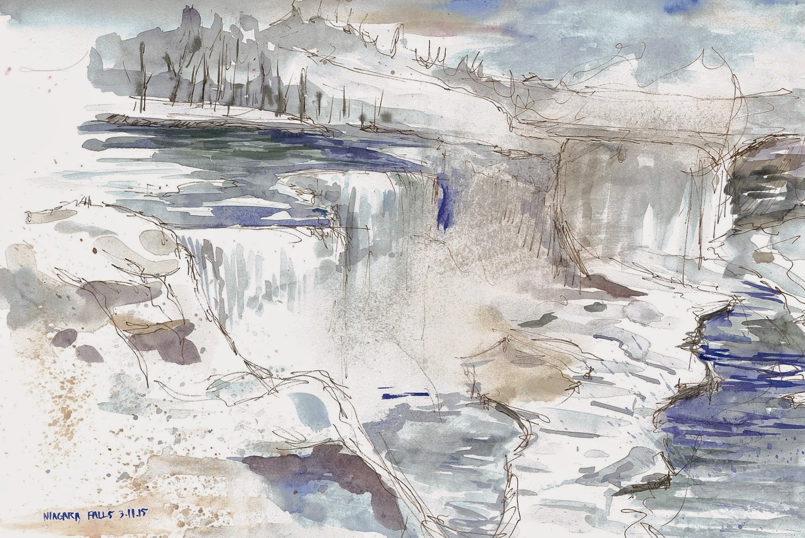 1600x1070 Pittsenbarger Watercolors Travel Sketching - Niagara Falls Watercolor
