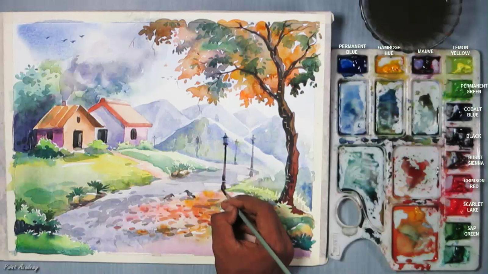 1600x900 How To Paint A Beautiful Scenery In Watercolor Step By Step - Nice Watercolor Paintings