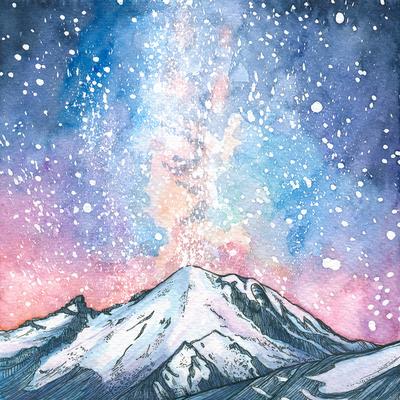 400x400 Online Starry Night Watercolor Demo Drawn To High Places - Night Watercolor