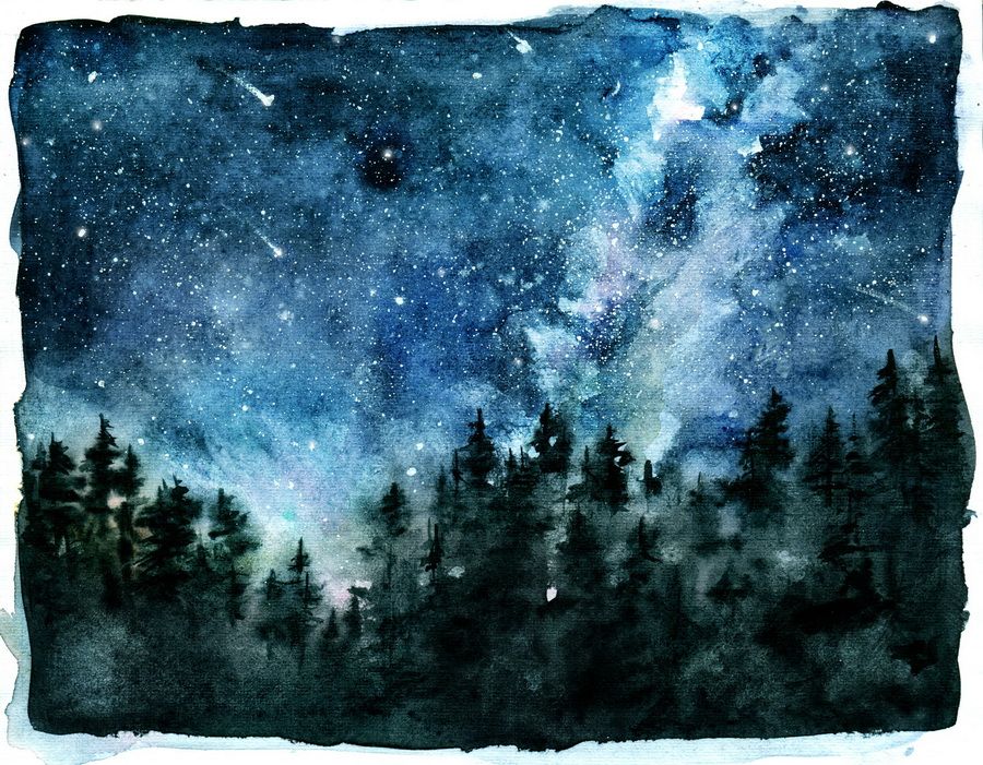 900x701 Antais Watercolor Night Sky. Paint Tutorials - Night Watercolor