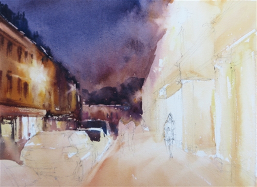 530x387 How To Paint Night Scenes In Watercolour With Paul Weaver - Night Watercolor Painting