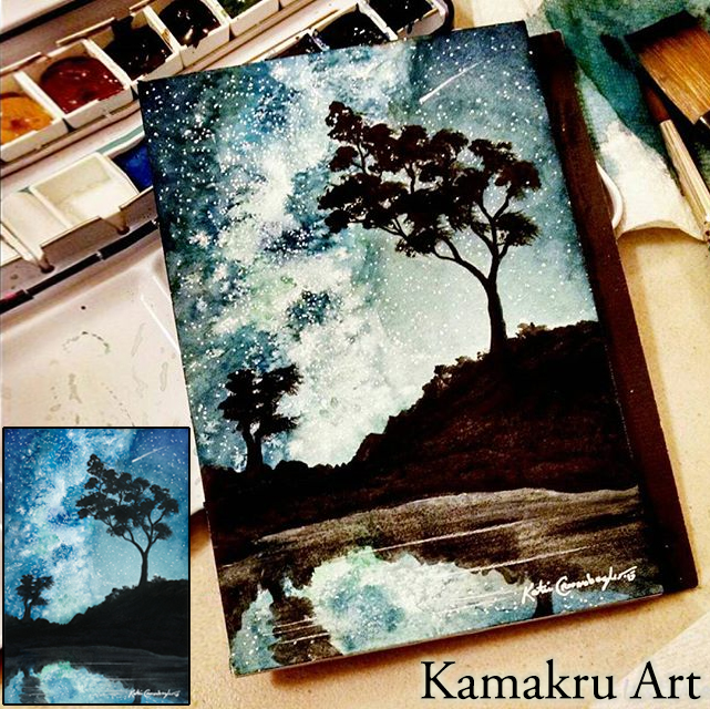 641x640 Mini Watercolor - Night Watercolor Painting