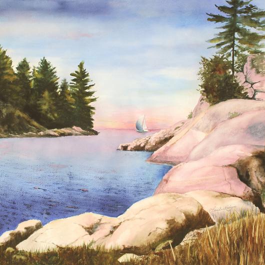 530x530 Heading In For The Night Watercolor Painting Lake Effect Gallery - Night Watercolor Painting