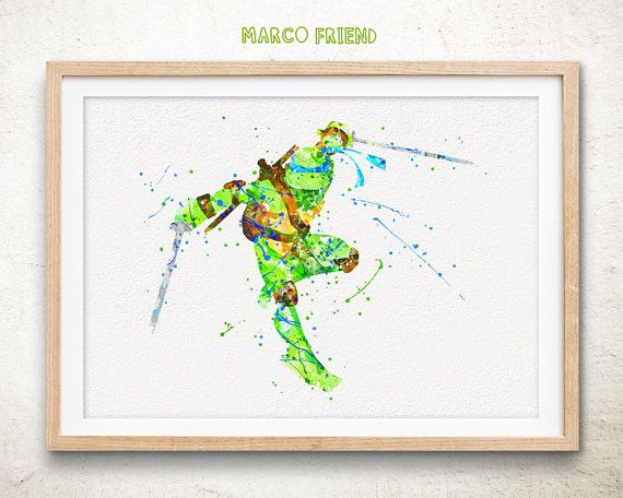570x456 Teenage Mutant Ninja Turtles Leonardo - Ninja Turtle Watercolor