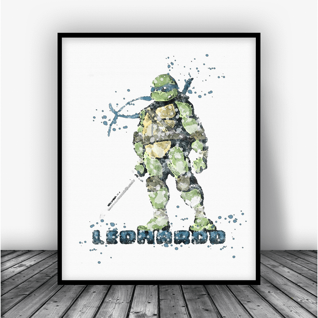 1024x1024 Teenage Mutant Ninja Turtles Leonardo 2 Art Print Poster - Ninja Turtle Watercolor
