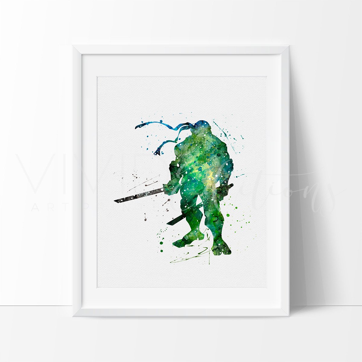1200x1200 Teenage Mutant Ninja Turtles Leonardo Watercolor Art Print Wall - Ninja Turtle Watercolor