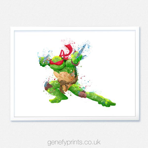 600x600 Teenage Mutant Ninja Turtles Raphael Watercolor Print - Ninja Turtle Watercolor