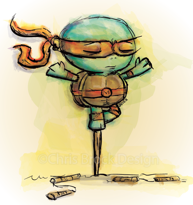 745x791 Chris Brock Design Watercolor Vector Illustrations - Ninja Turtle Watercolor