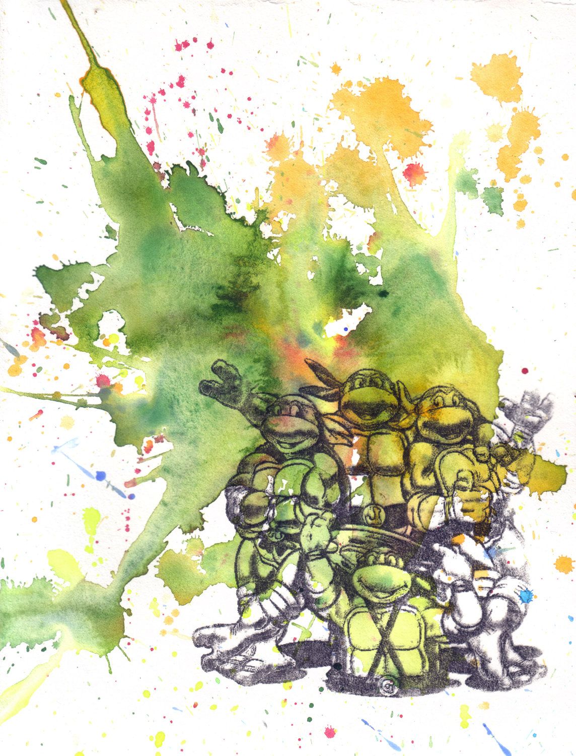 1144x1500 Teenage Mutant Ninja Turtles Watercolor Painting Tmnt - Ninja Turtle Watercolor