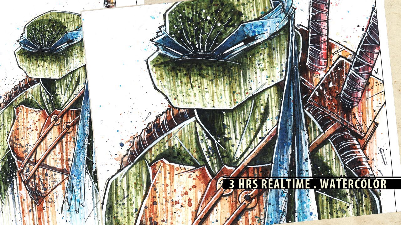 1280x720 Watercolor 30min Paint Tmnt Leonardo - Ninja Turtle Watercolor