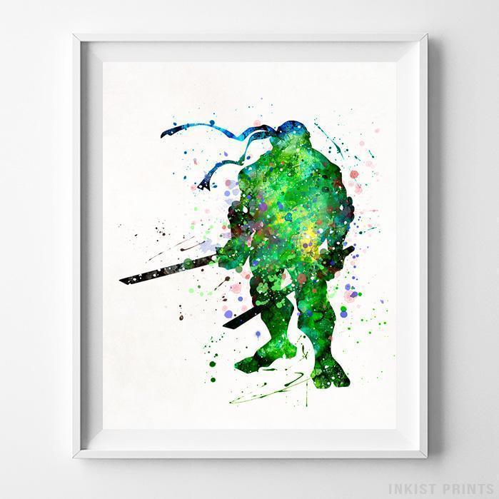 699x699 Leonardo Teenage Mutant Ninja Turtle Type 2 Watercolor Poster - Ninja Turtle Watercolor