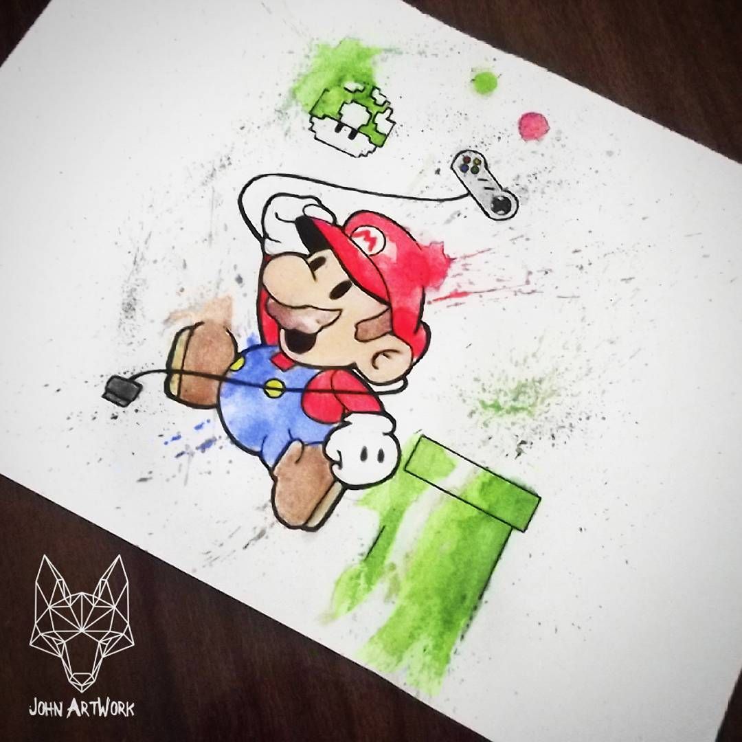 1080x1080 Mariobros - Nintendo Watercolor