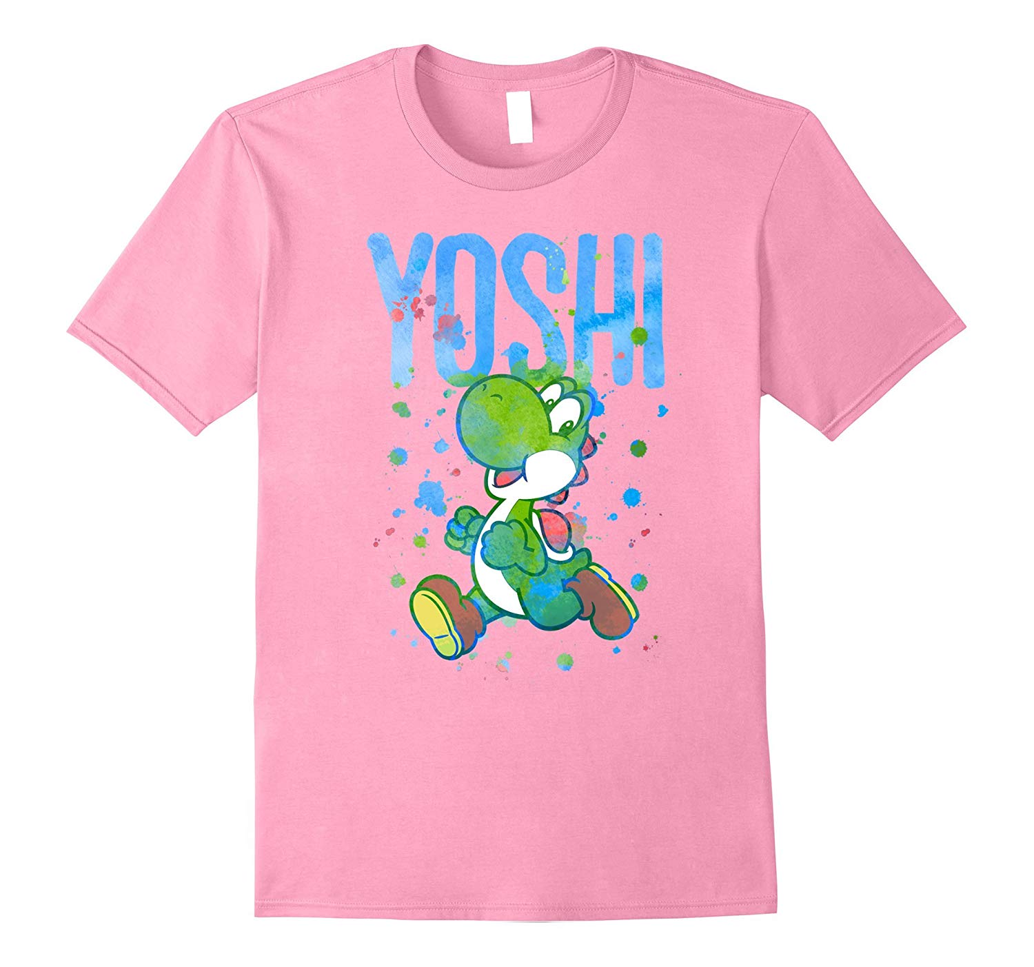 1500x1403 Nintendo Super Mario Yoshi Watercolor Splash Graphic T Shirt Rt - Nintendo Watercolor
