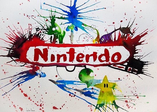 550x393 Nintendo Watercolor Splash Art Posters By Thesleepypig Redbubble - Nintendo Watercolor