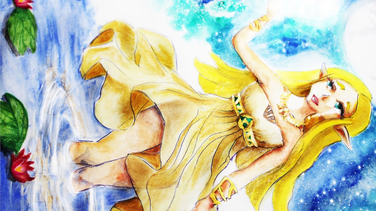 1280x720 Zelda Breath Of The Wild Speedpaint Watercolor Drawing - Nintendo Watercolor