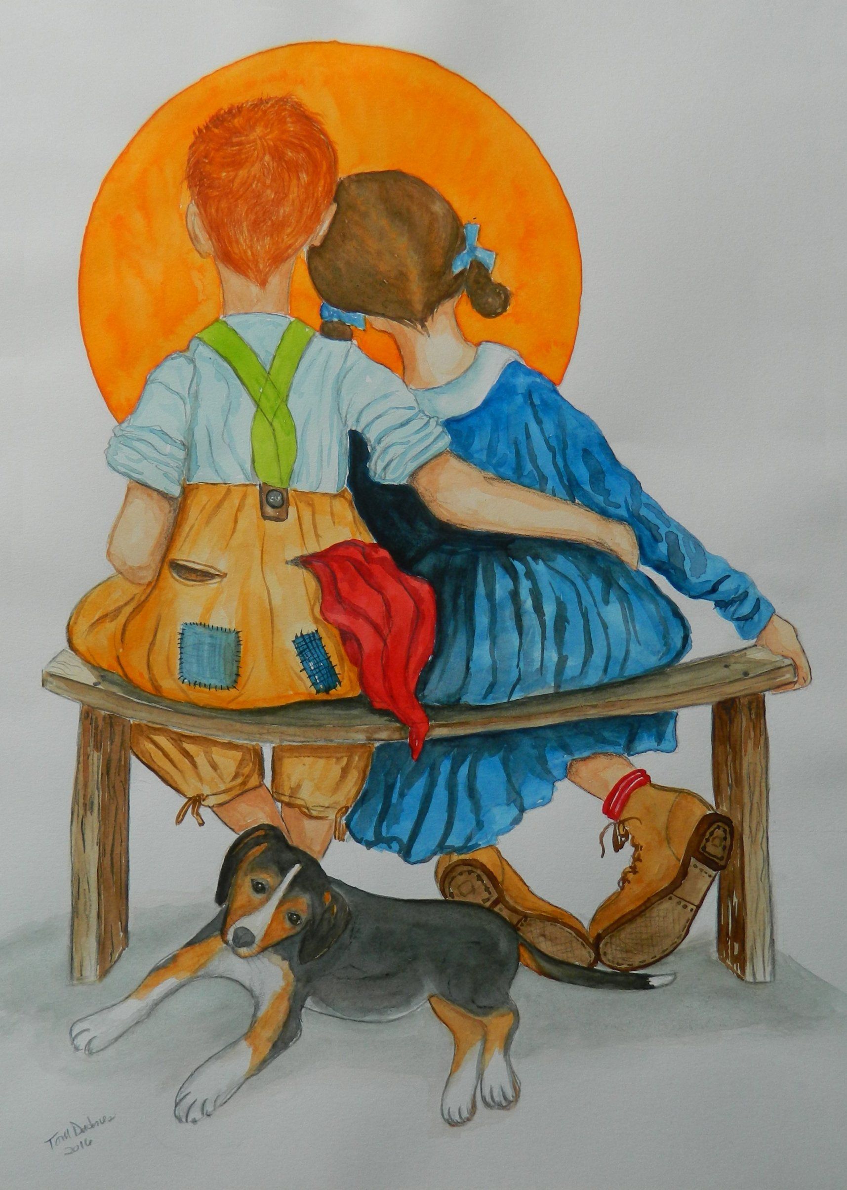 1715x2408 Puppy Love - Norman Rockwell Watercolor