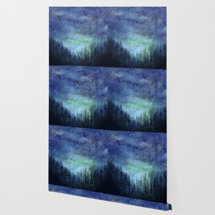 700x700 Watercolor Galaxy Nebula Northern Lights Painting Wallpaper By - Northern Lights Watercolor