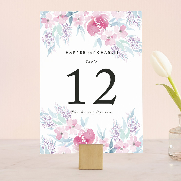 706x706 Poetic Watercolor Flowers Wedding Table Numbers By Qing Ji Minted - Numbers Watercolor