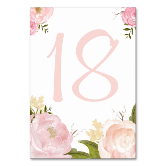 540x540 Romantic Watercolor Flowers Table Numbers Card - Numbers Watercolor