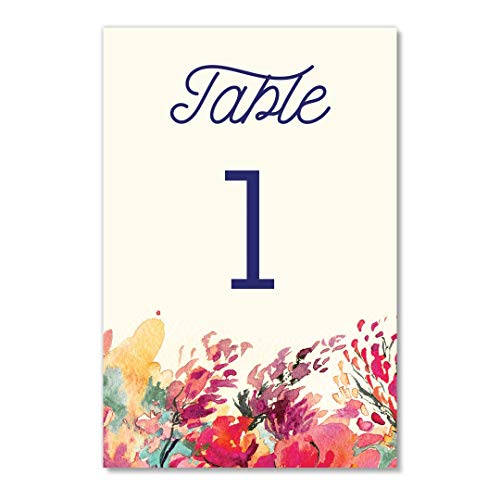 500x500 Watercolor Floral Table Numbers Pack Of 25 Assigned - Numbers Watercolor