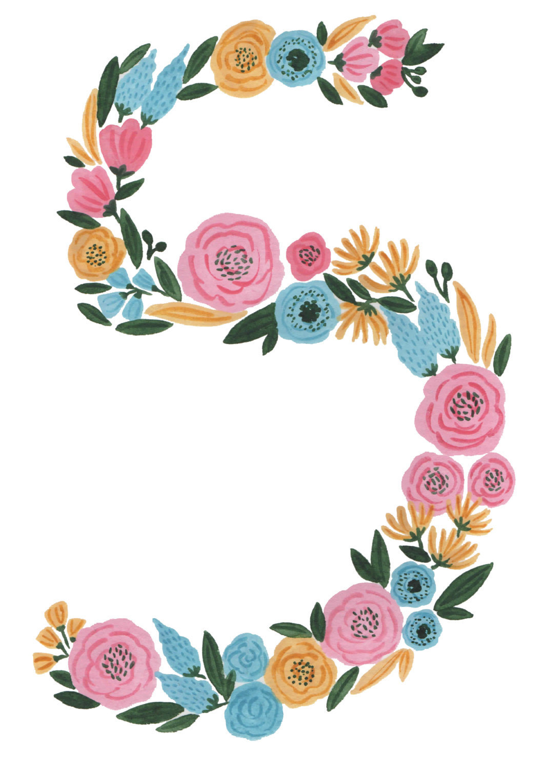 1061x1500 Clipart Numbers Watercolor - Numbers Watercolor