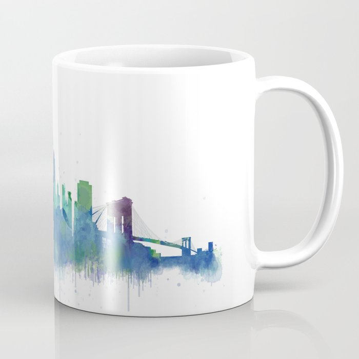 700x700 Ny New York City Skyline Nyc Watercolor Art Coffee Mug By Hqphoto - Nyc Skyline Watercolor