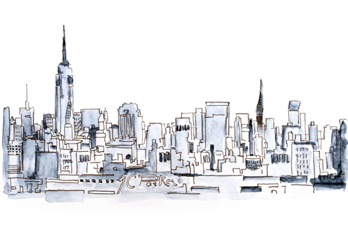 500x333 Nyc Skyline - Nyc Skyline Watercolor